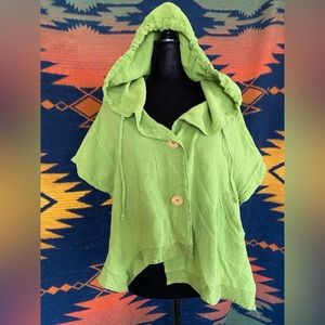 German Made Sinne Design Linen Jacket Top with Oversized Hood!